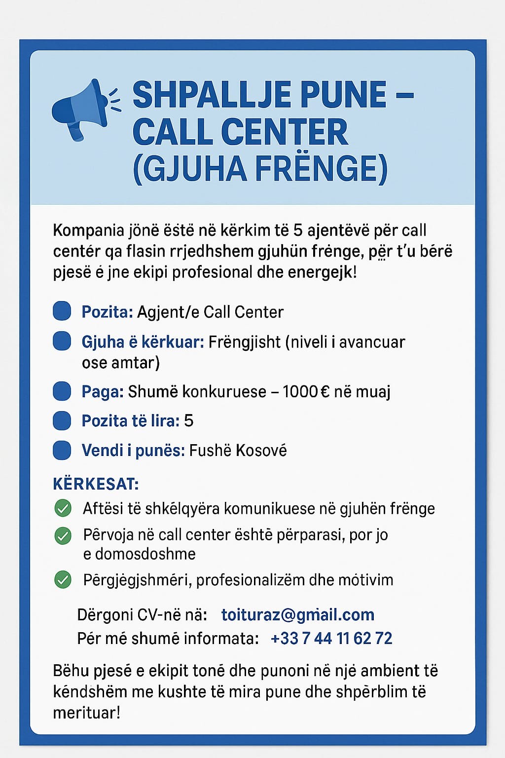 Frëngjisht - Agjent/e Call Center (5)